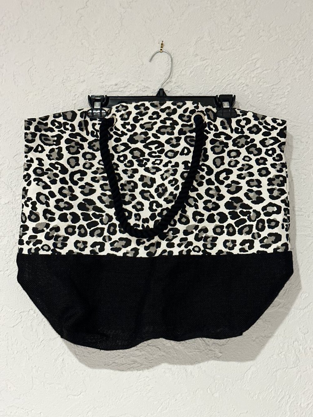 Oversized Leopard Print Mesh Beach Travel Tote Bag